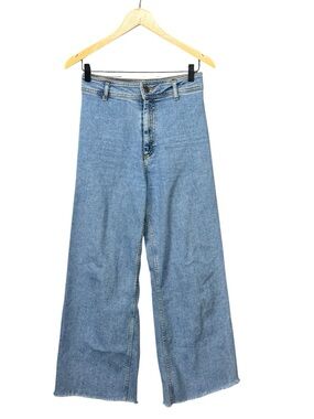 Zara high-rise wide leg marine cropped jeans